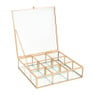 Theedoos - 9 vaks - 20x20x5 cm - goud
