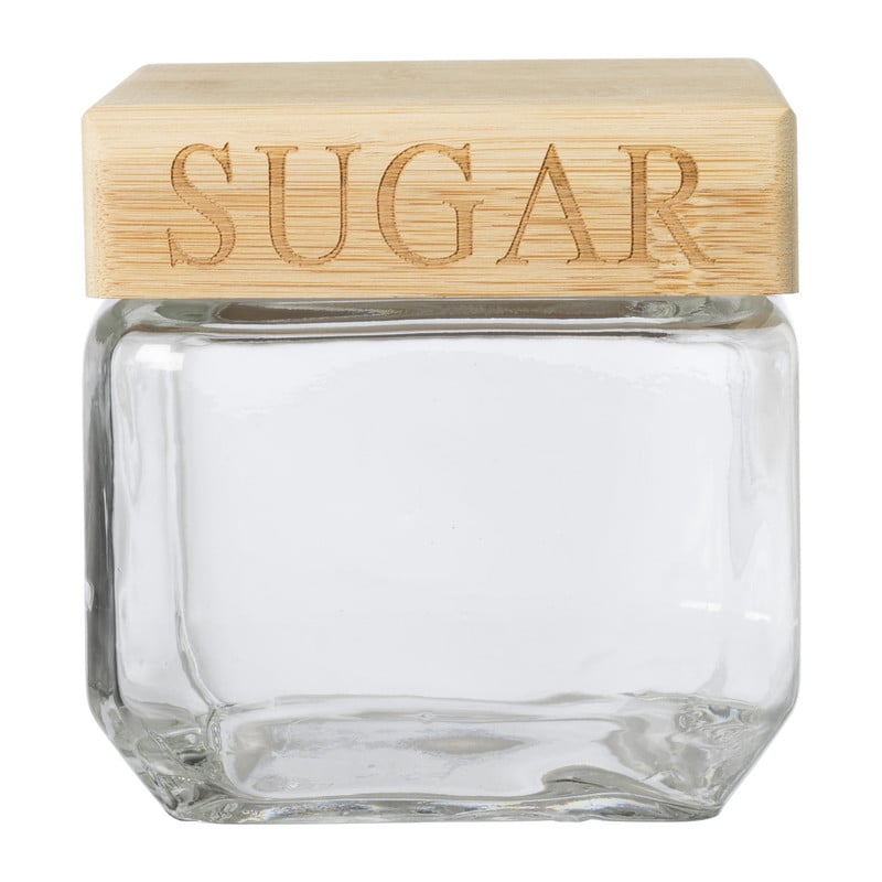 Voorraadpot sugar - glas/bamboe - 830 ml