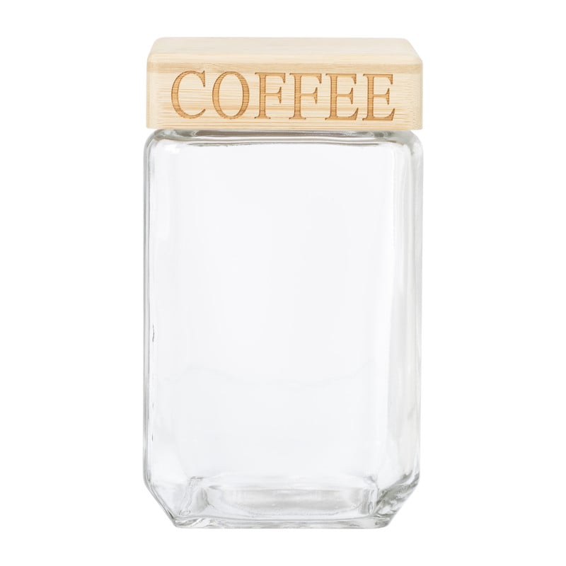 Voorraadpot coffee -  glas/bamboe - 1.6 liter