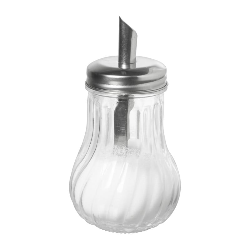 Suikerstrooier lijn - glas/rvs - ø7.5x14.5 cm