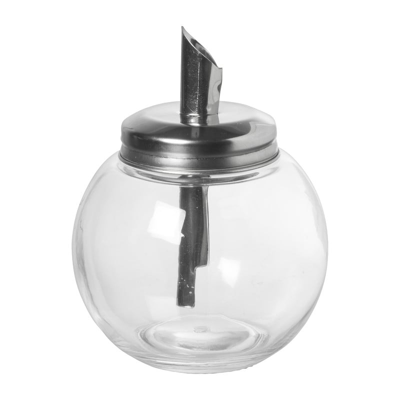 Suikerstrooier bol - glas/rvs - ø8.5x12 cm