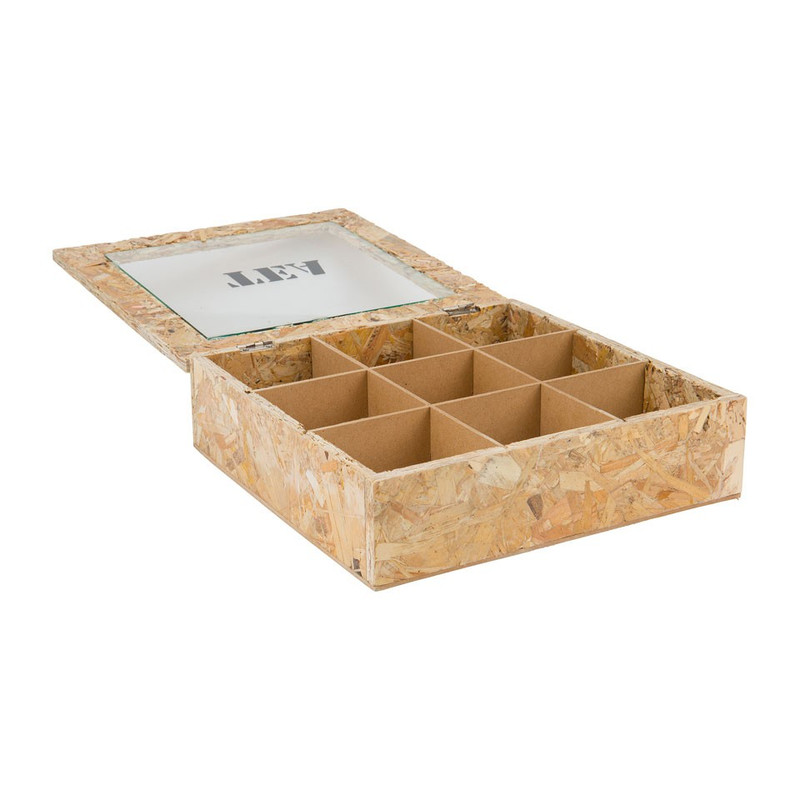 Theedoos onbewerkt hout - 9-vaks