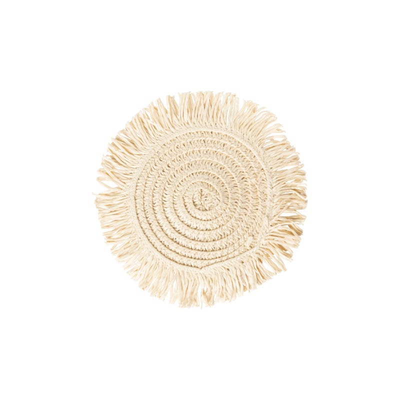 Onderzetters franje zand - set van 4 - ø10 cm