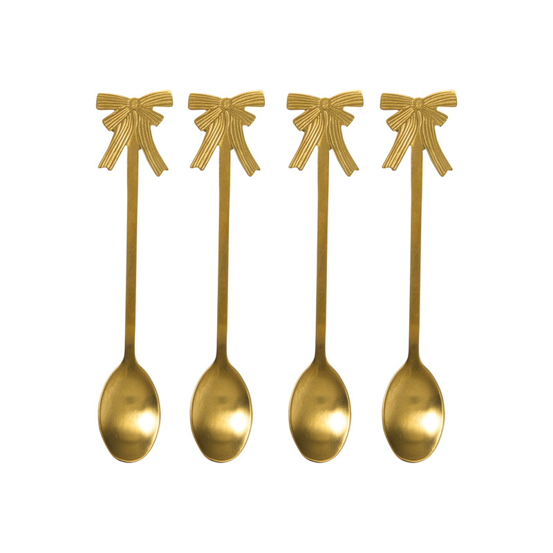 Theelepels strikjes - goud - set van 4