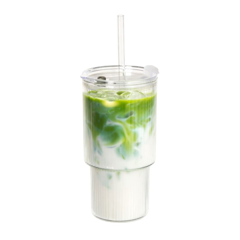 Matcha of ijskoffiebeker geribbeld - transparant - 540 ml
