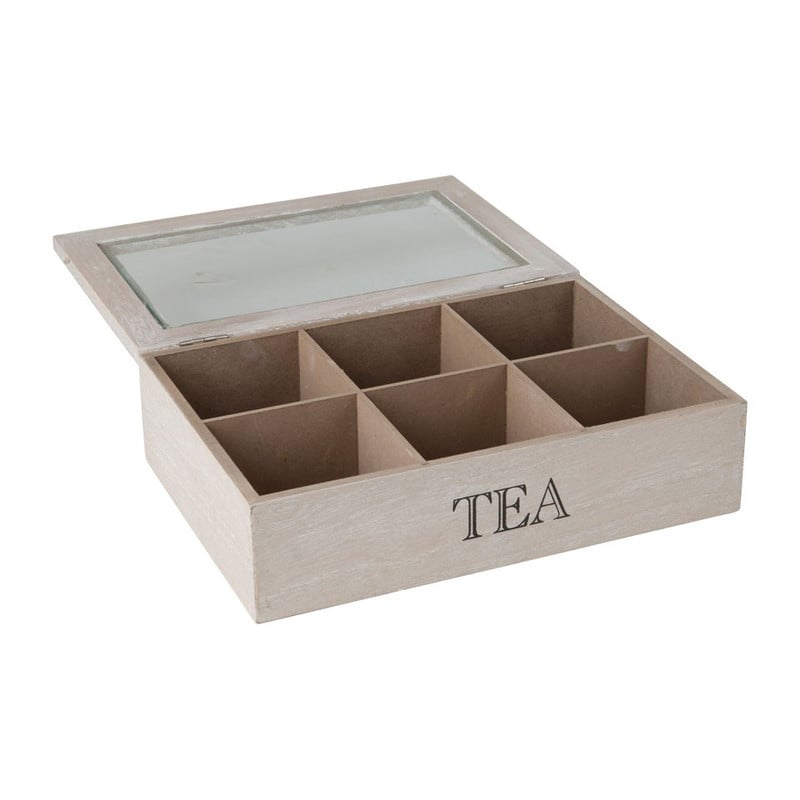 Theedoos hout relief - 24x16.5x6.5 cm - grijs