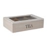Theedoos hout relief - 24x16.5x6.5 cm - grijs
