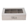 Theedoos hout relief - 24x16.5x6.5 cm - grijs