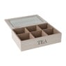 Theedoos hout relief - 24x16.5x6.5 cm - grijs