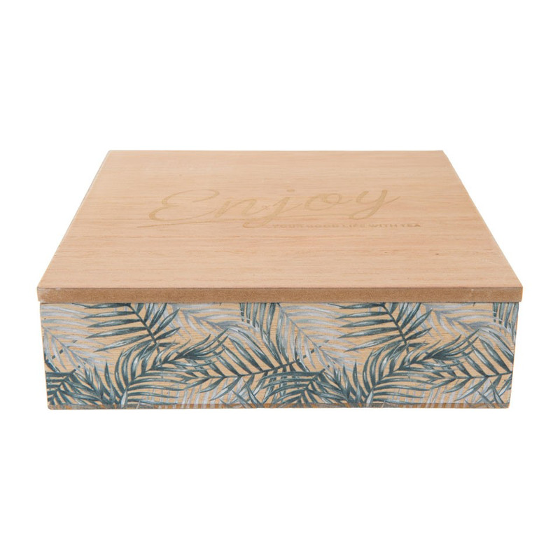 Theedoos tropical 9-vaks - MDF - 24x7x7 cm