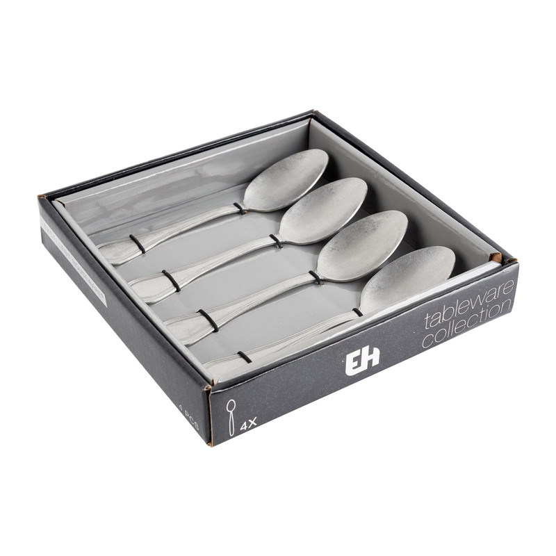 Excellent Houseware theelepels - mat zilver - set van 4