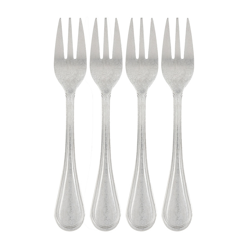 Excellent Houseware gebaksvorkjes - mat zilver - set van 4