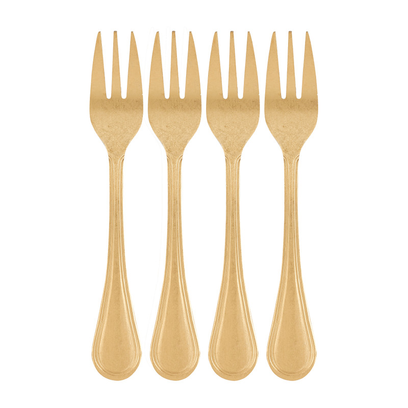 Excellent Houseware gebaksvorkjes - mat goud - set van 4