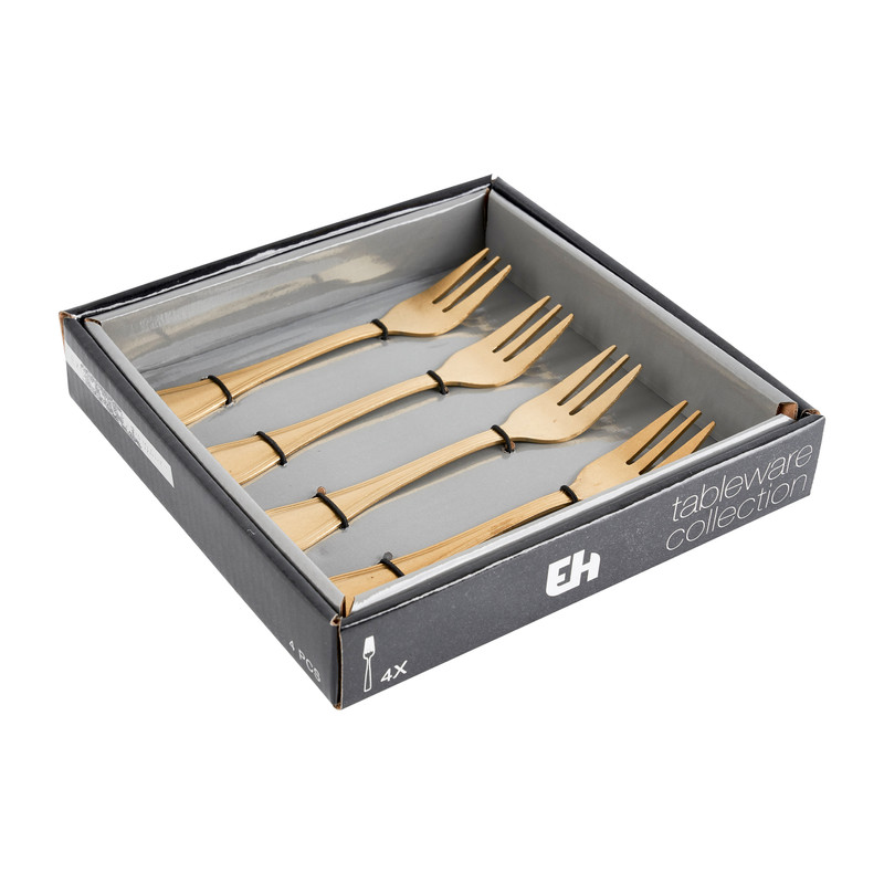 Excellent Houseware gebaksvorkjes - mat goud - set van 4