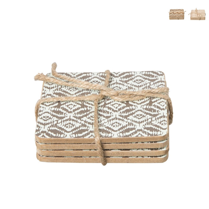 Onderzetter hout - diverse prints - set van 4