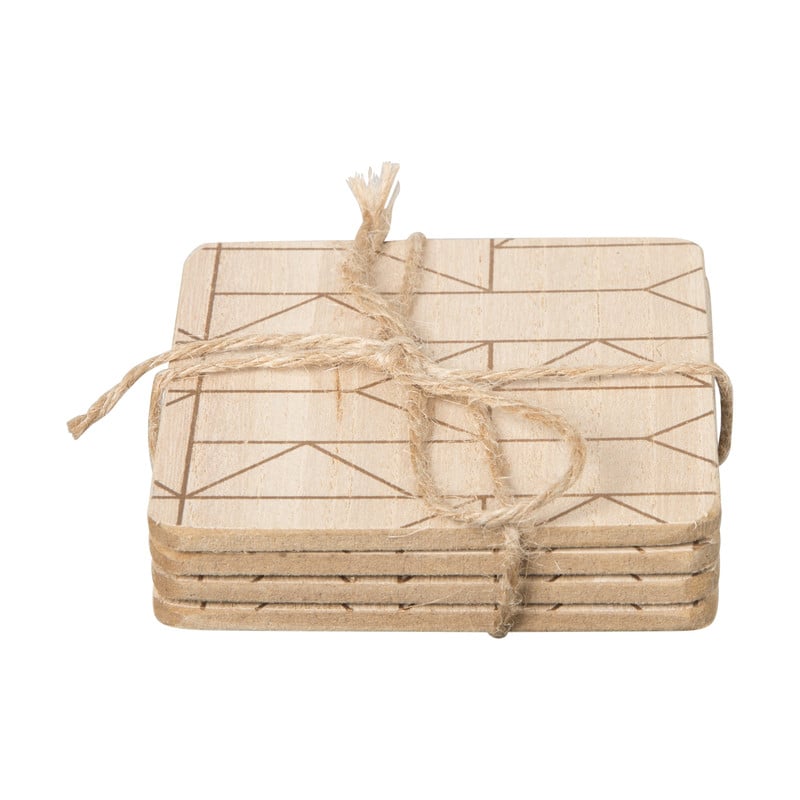 Onderzetter hout - diverse prints - set van 4