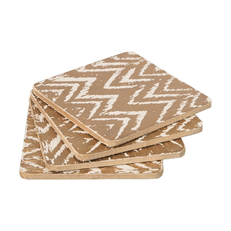 Onderzetter hout - diverse prints - set van 4
