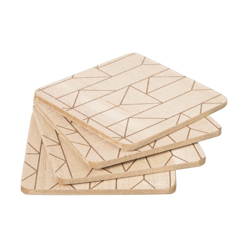 Onderzetter hout - diverse prints - set van 4