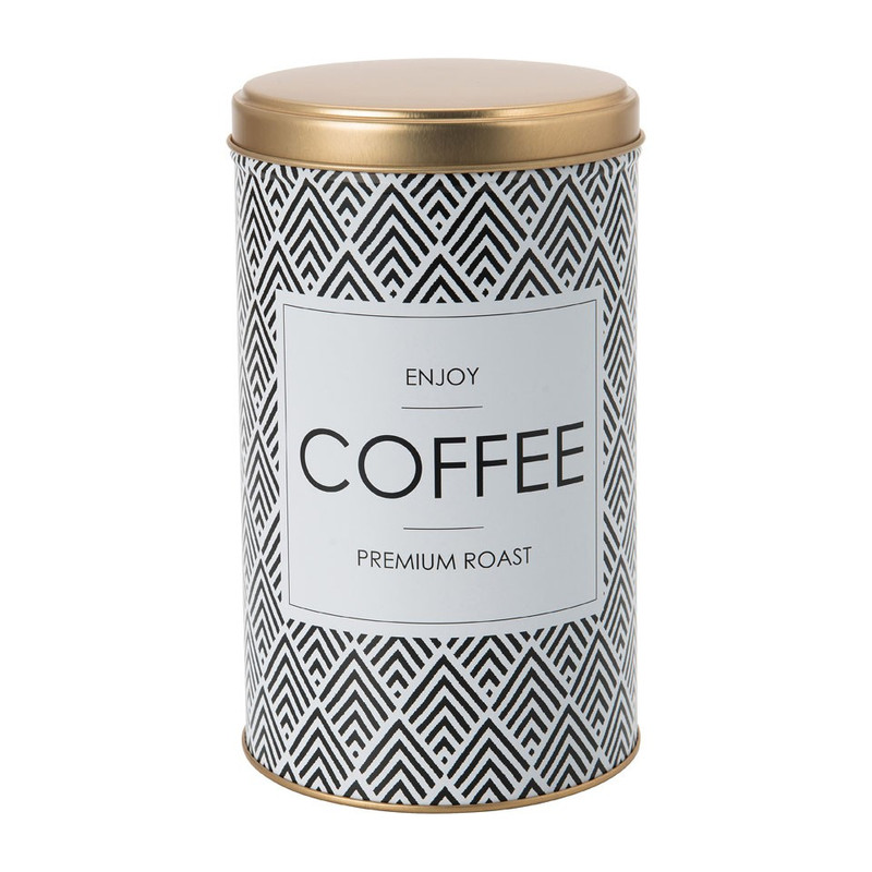 Koffieblik - zwart/wit - 17.5x11 cm