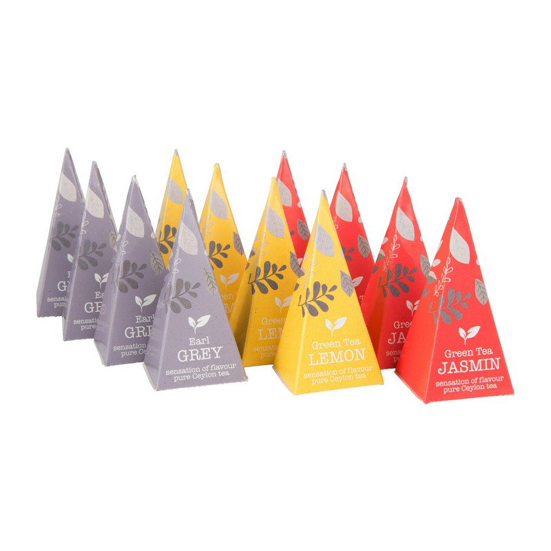 Thee 3 smaken - 12 piramide doosjes