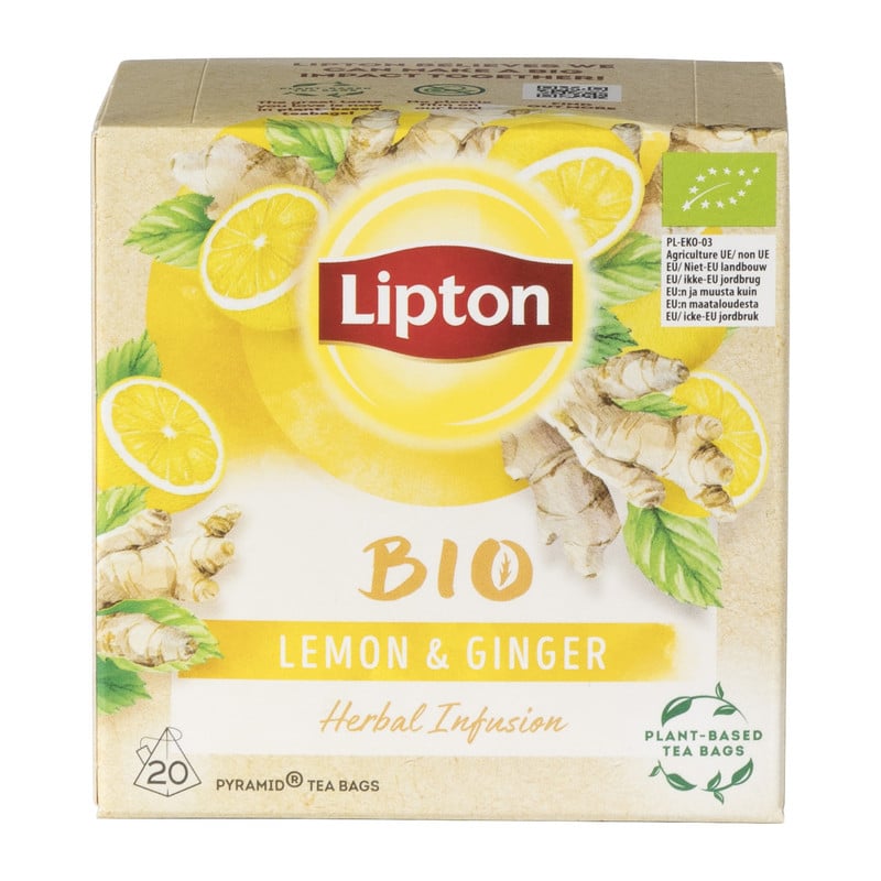 Lipton Bio kruidenthee gember en citroen - 20 theezakjes