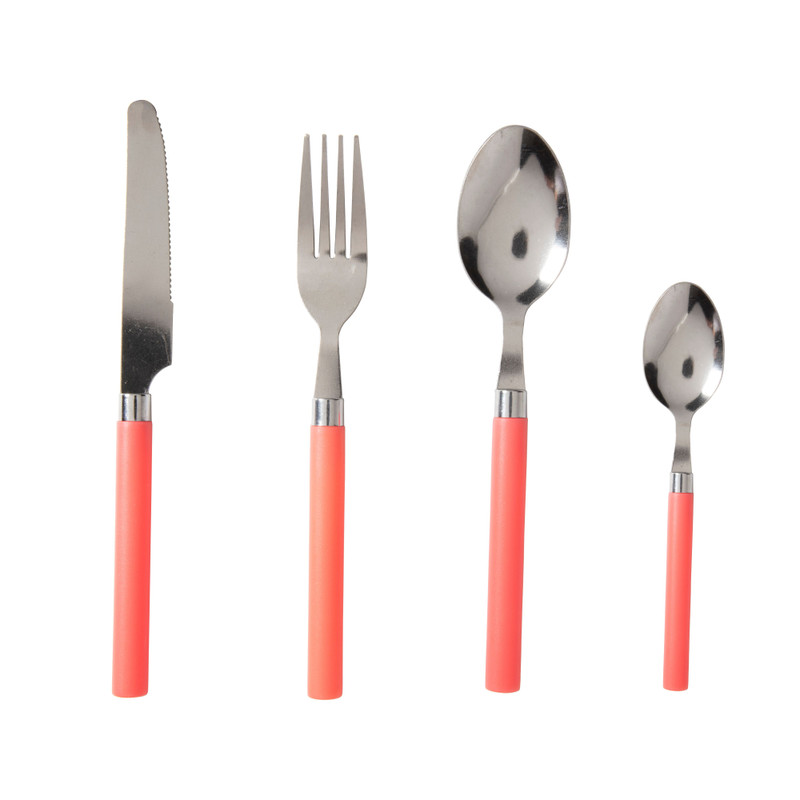 Bestekset - metaal - koraal - set van 16