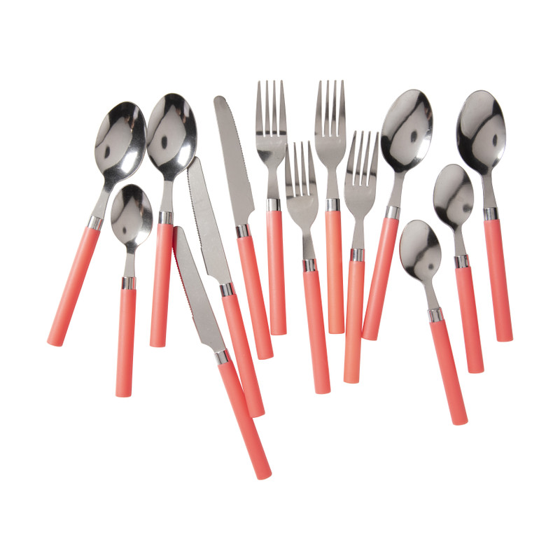 Bestekset - metaal - koraal - set van 16