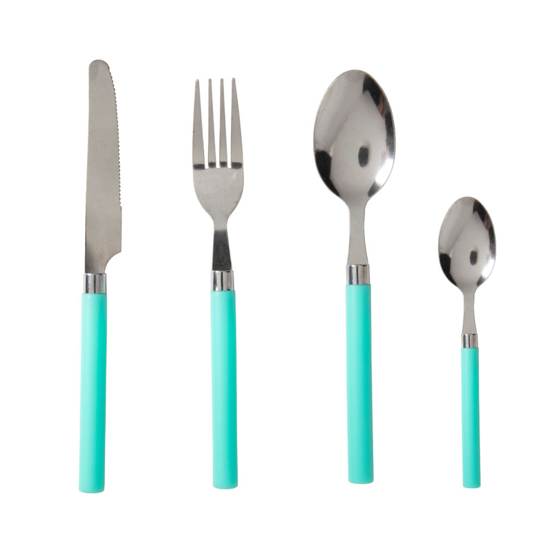 Bestekset - metaal - turquoise - set van 16