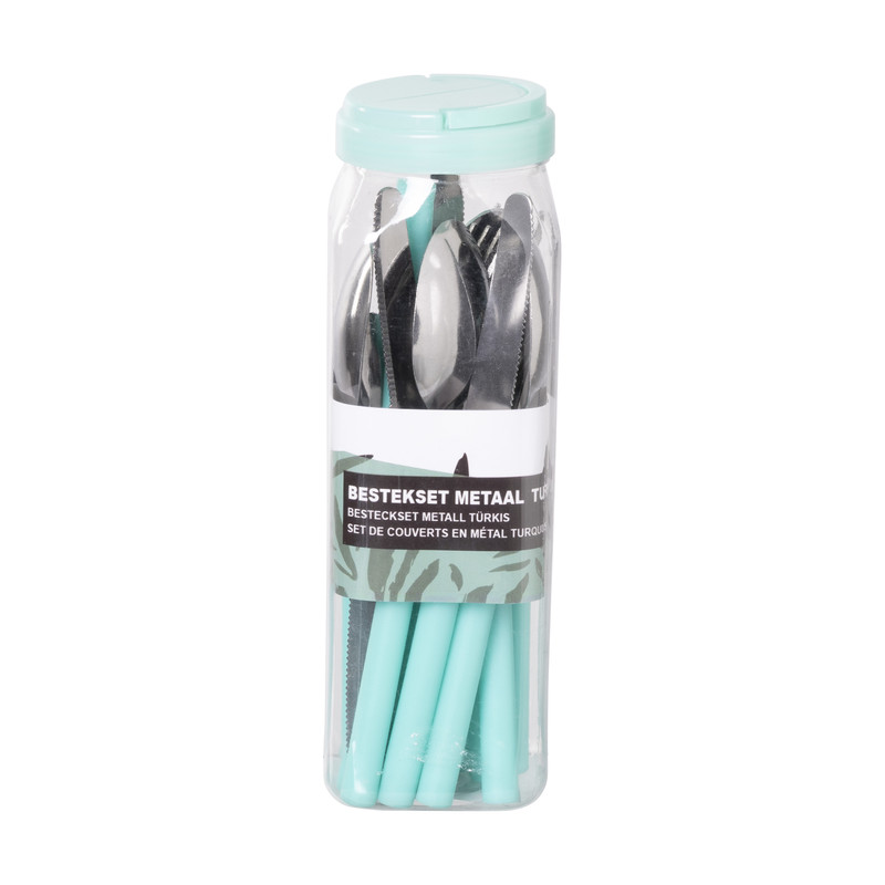 Bestekset - metaal - turquoise - set van 16