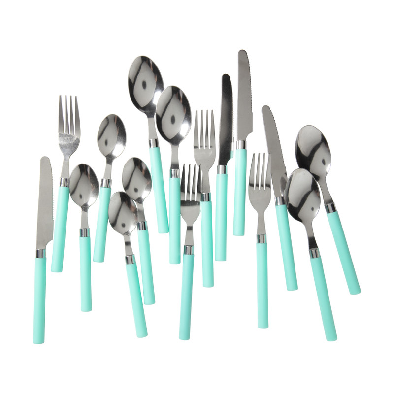 Bestekset - metaal - turquoise - set van 16