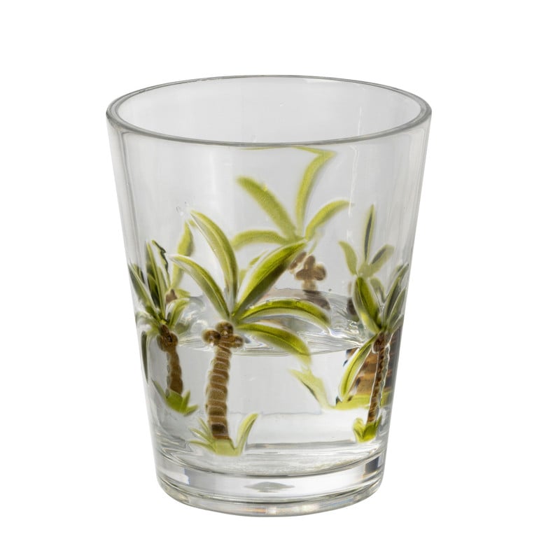 Waterglas palmboom - groen - ø9.5x11.5 cm