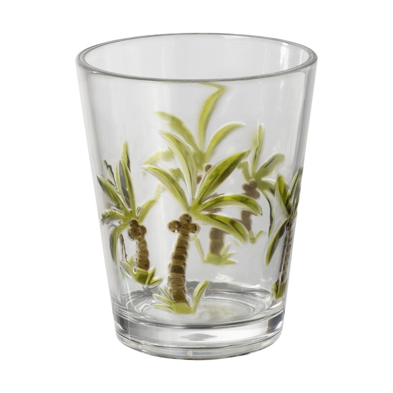 Waterglas palmboom - groen - ø9.5x11.5 cm