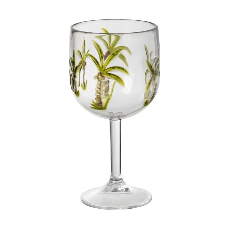 Wijnglas palmboom - groen - ø9.5x19.5 cm