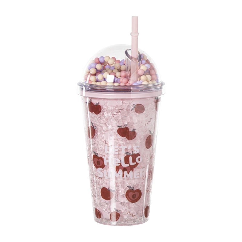 Funny beker appel - roze - 450 ml