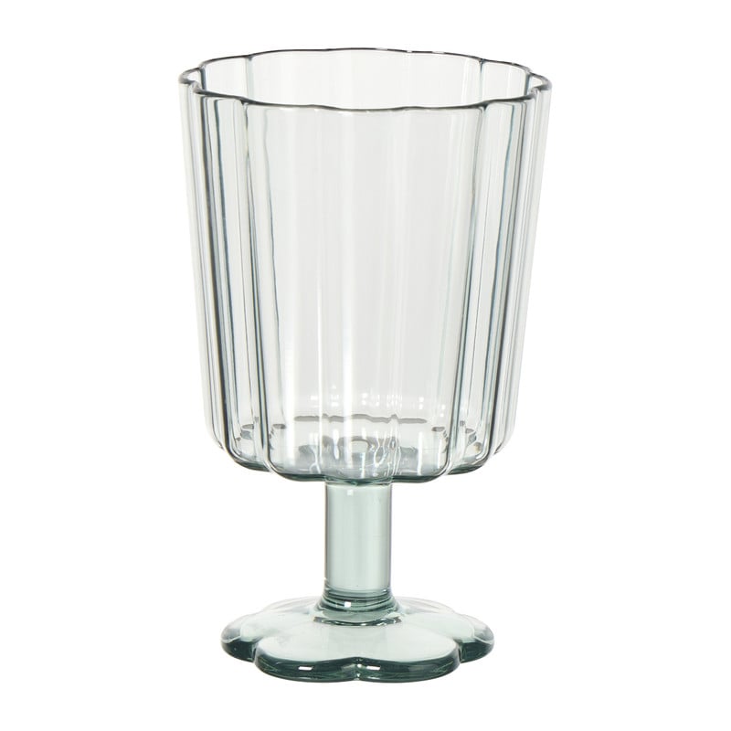 Waterglas op stam geschulpt - groen - 340 ml