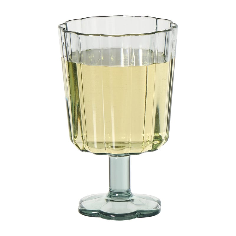 Waterglas op stam geschulpt - groen - 340 ml