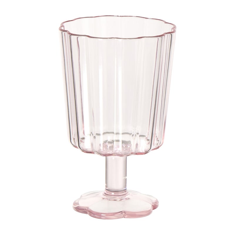 Waterglas op stam geschulpt - roze - 340 ml