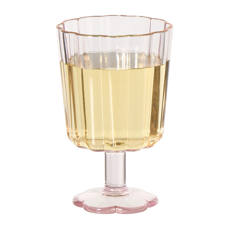 Waterglas op stam geschulpt - roze - 340 ml