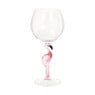 Wijnglas flamingo - transparant/roze - ml