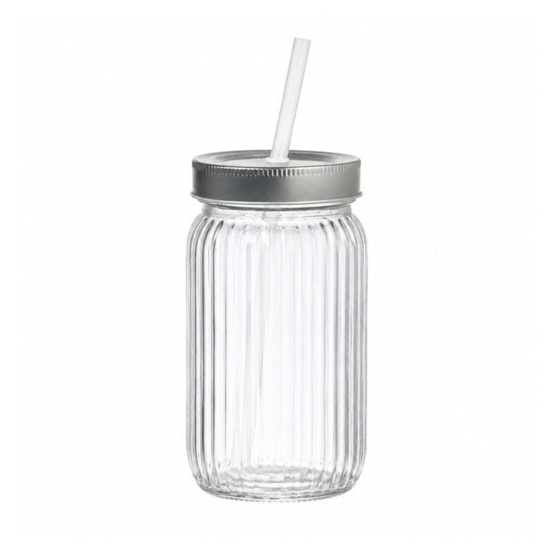 Mason jar ribbel - transparant - 450 ml