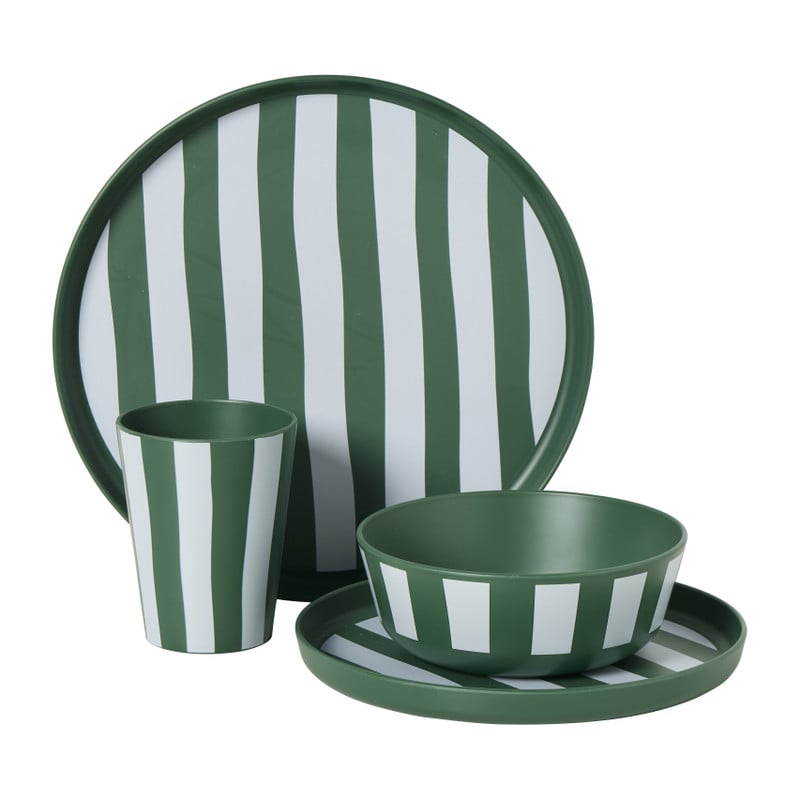 Cup streep - groen/wit - 340 ml