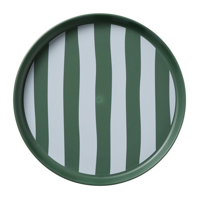 Ontbijtbord streep - groen/wit - ø20x2 cm