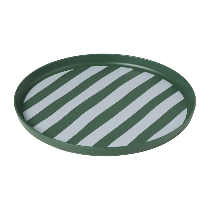 Dinerbord streep - groen/wit - ø26.5x2 cm