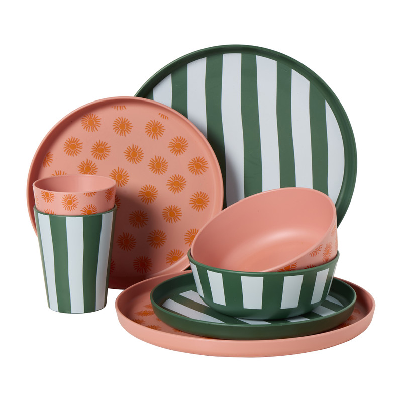Schaaltje streep - groen -ø15x5.6 cm