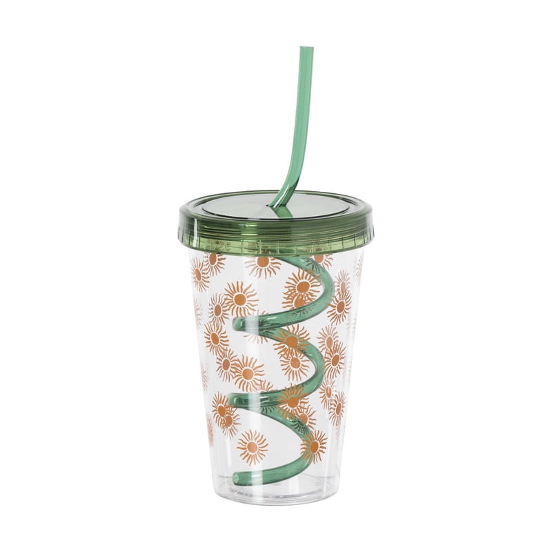 Drinkbeker zonnetjes - groen/oranje - 380 ml