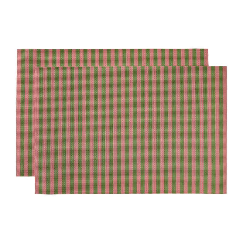 Placemats streep - roze/groen - set van 2