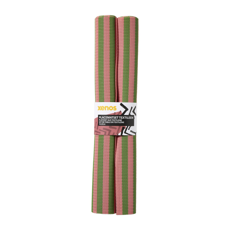 Placemats streep - roze/groen - set van 2