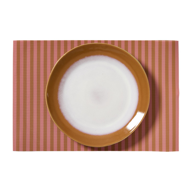 Placemats streep - roze/bruin - set van 2