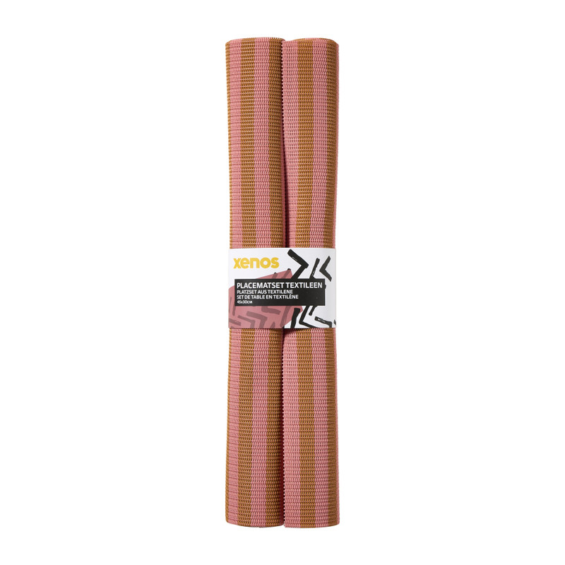 Placemats streep - roze/bruin - set van 2
