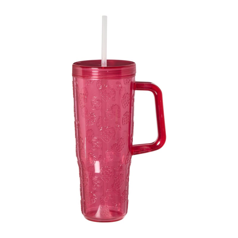 Drinkbeker met handvat - roze - ml